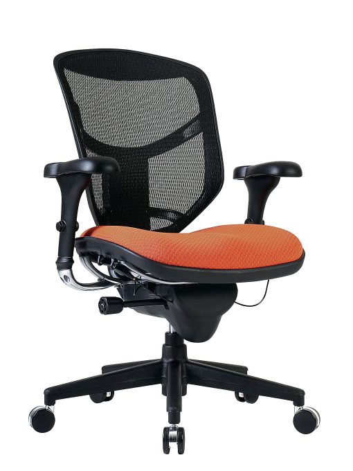 WorkPro® Quantum 9000 Series Ergonomic Mesh/Premium Fabric Mid-Back Chair, Black/Tangerine, BIFMA Compliant