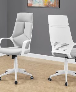 Monarch Specialties High-Back Office Chair, Gray/White 2