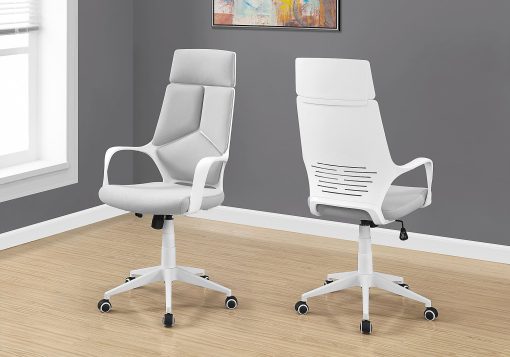Monarch Specialties High-Back Office Chair, Gray/White - Image 2
