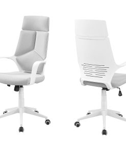 Monarch Specialties High-Back Office Chair, Gray/White