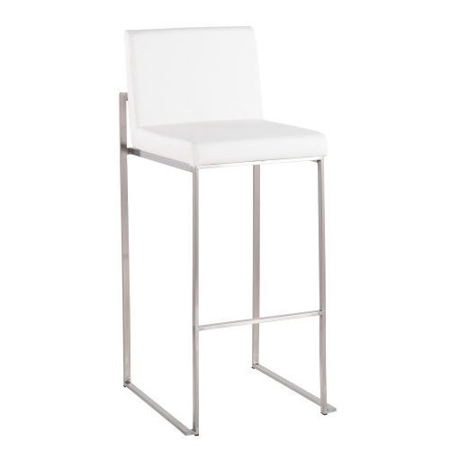 LumiSource Fuji Contemporary Counter Stools, White/Silver, Set Of 2 Stools, B30FUJIHBSSW2 - Image 2