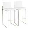 LumiSource Fuji Contemporary Counter Stools, White/Silver, Set Of 2 Stools, B30FUJIHBSSW2