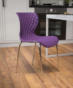 Flash Furniture Lowell Contemporary Design Plastic Stack Chair, Purple 2