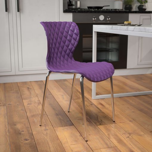 Flash Furniture Lowell Contemporary Design Plastic Stack Chair, Purple - Image 2