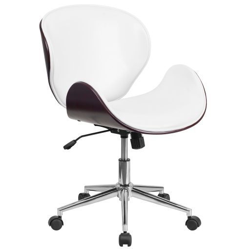 Flash Furniture Mid-Back Wood Conference Office Chair with Leathersoft Seat, White/Mahogany/Silver - Image 2