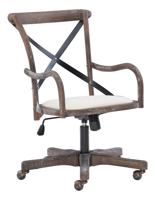 Linon Cady Cafe Fabric Mid-Back Home Office Chair, Brown/Gray Wash - Image 2