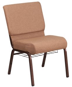 Flash Furniture HERCULES Series Church Chair With Book Rack, Caramel/Copper Vein 2