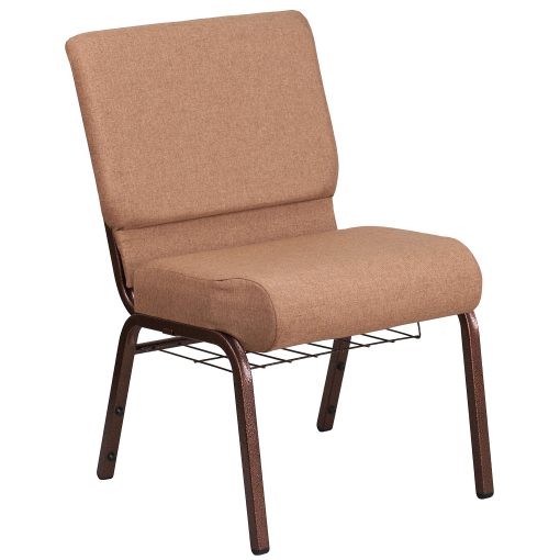 Flash Furniture HERCULES Series Church Chair With Book Rack, Caramel/Copper Vein - Image 2