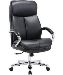 Lorell® Ergonomic High-Back Faux Leather Big & Tall Executive Chair, Black