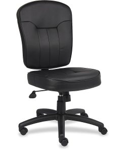 Boss B1560 Armless Task Chair – Black Seat Color – Leather Seat Material – Black Frame Color – 5-star Base – 1 Each 2