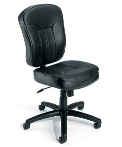 Boss B1560 Armless Task Chair - Black Seat Color - Leather Seat Material - Black Frame Color - 5-star Base - 1 Each
