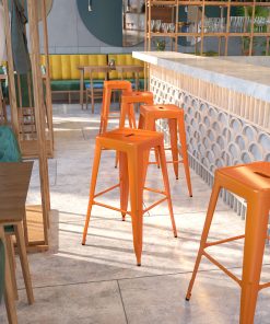 Flash Furniture Commercial Backless Bar Stool, Orange