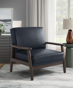 Lifestyle Solutions Anaheim Faux Leather Accent Guest Chair, Navy 2