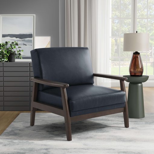 Lifestyle Solutions Anaheim Faux Leather Accent Guest Chair, Navy - Image 2