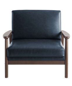 Lifestyle Solutions Anaheim Faux Leather Accent Guest Chair, Navy