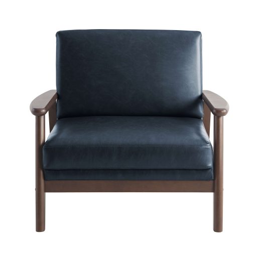 Lifestyle Solutions Anaheim Faux Leather Accent Guest Chair, Navy