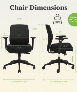 HON Altern Task Chair – Fabric, Foam Seat Material – Fabric Back Material – Black Frame Color – Mid Back – Black – Armrest – 1 Each 2