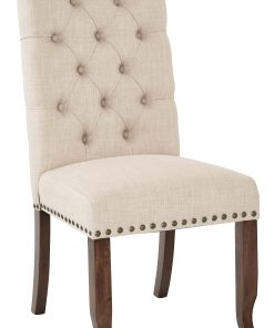 Ave Six Jessica Tufted Dining Chair, Linen/Coffee