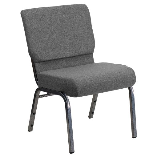 Flash Furniture HERCULES 21"W Stacking Church Chair, Gray/Silvervein - Image 2