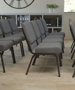 Flash Furniture HERCULES 21"W Stacking Church Chair, Gray/Silvervein