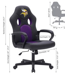 Imperial NFL Vision Faux Leather/Mesh High-Back Computer Gaming Chair, Minnesota Vikings 2