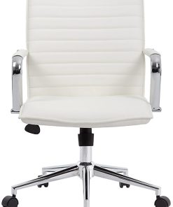 Boss Office Products Ergonomic Vinyl Mid-Back Hospitality Task Chair, White/Chrome 2