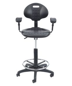 National Public Seating® 6700 Series Kangaroo Polyurethane Task Chair Stool, With Arms, 22 to 32″ Seat Height, Black 2