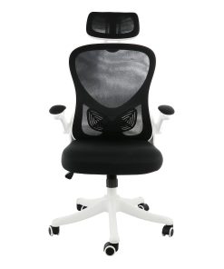 Elama Mesh/Fabric High-Back Adjustable Office Task Chair, White/Black 2