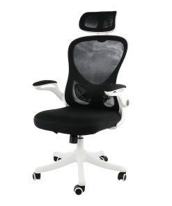 Elama Mesh/Fabric High-Back Adjustable Office Task Chair, White/Black