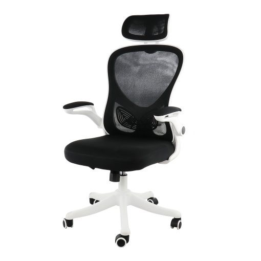 Elama Mesh/Fabric High-Back Adjustable Office Task Chair, White/Black