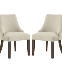 Office Star Leona Fabric Dining Accent Chairs, Linen, Set Of 2 Chairs