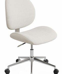 Realspace® Brigsley Fabric Low-Back Task Chair, Cream/Chrome