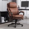 Serta® Smart Layers™ Arlington AIR™ Ergonomic Bonded Leather High-Back Executive Office Chair, Cognac Brown/Dark Gray, BIFMA Compliant