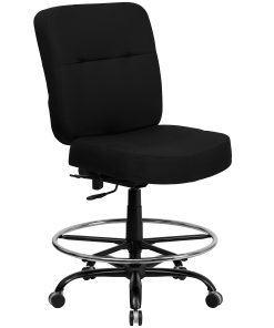 Flash Furniture HERCULES Series Big & Tall 400 lb. Rated Ergonomic Drafting Chair with Rectangular Back, Black
