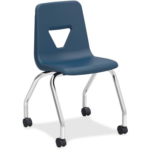 Lorell® Classroom Mobile Chairs, 18"H Seat, Navy/Chrome, Set Of 2 - Image 2