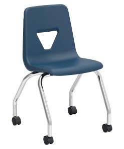 Lorell® Classroom Mobile Chairs, 18"H Seat, Navy/Chrome, Set Of 2