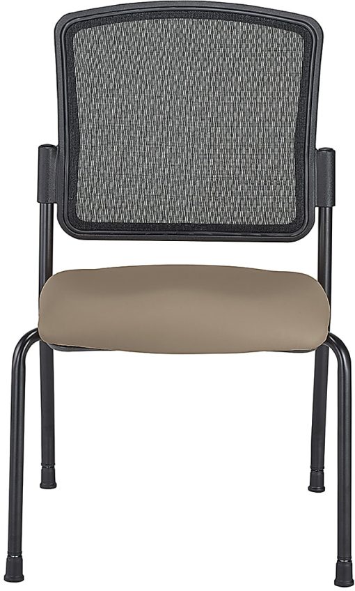 WorkPro® Spectrum Series Mesh/Vinyl Stacking Guest Chair with Antimicrobial Protection, Armless, Beige, Set Of 2 Chairs, BIFMA Compliant