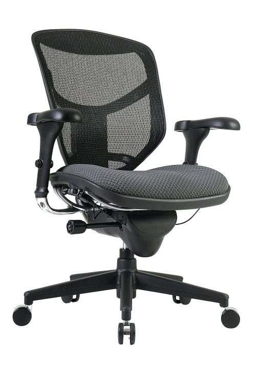 WorkPro® Quantum 9000 Series Ergonomic Mesh/Premium Fabric Mid-Back Office Chair, Black/Gray, BIFMA Compliant