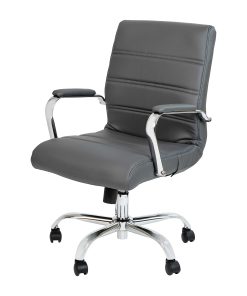 Flash Furniture LeatherSoft™ Faux Leather Mid-Back Office Chair, Gray/Chrome 2