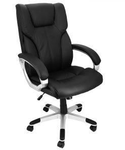 Elama Faux Leather High-Back Adjustable Office Chair, Black/Gray, 995120166M