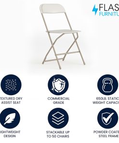Flash Furniture HERCULES Series Premium Plastic Folding Chair, Beige 2