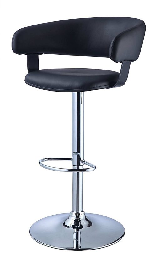 Powell Barrel Back Adjustable Bar Stool, Black/Chrome - Image 2