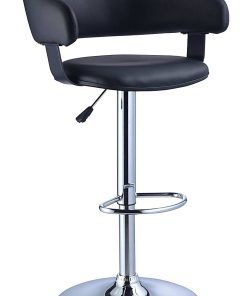 Powell Barrel Back Adjustable Bar Stool, Black/Chrome