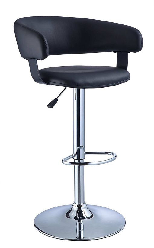 Powell Barrel Back Adjustable Bar Stool, Black/Chrome