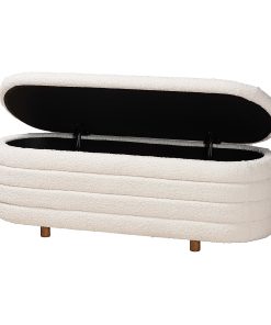 Baxton Studio Betiana Modern Japandi Storage Bench, 17-3/4”H x 48-13/16”W x 17-1/2”D, Cream/Walnut Brown 2