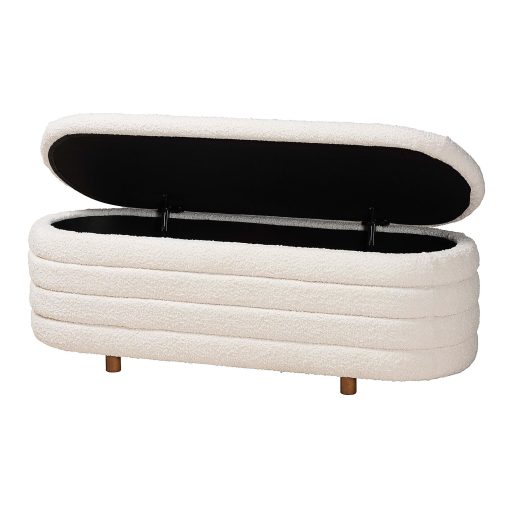 Baxton Studio Betiana Modern Japandi Storage Bench, 17-3/4”H x 48-13/16”W x 17-1/2”D, Cream/Walnut Brown - Image 2