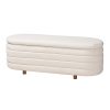 Baxton Studio Betiana Modern Japandi Storage Bench, 17-3/4”H x 48-13/16”W x 17-1/2”D, Cream/Walnut Brown