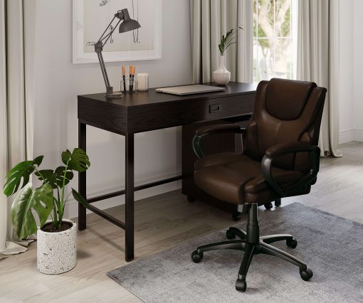 Realspace® Mayhart Vinyl Mid-Back Office Chair, Brown/Black, BIFMA Compliant - Image 2