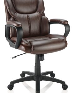 Realspace® Mayhart Vinyl Mid-Back Office Chair, Brown/Black, BIFMA Compliant