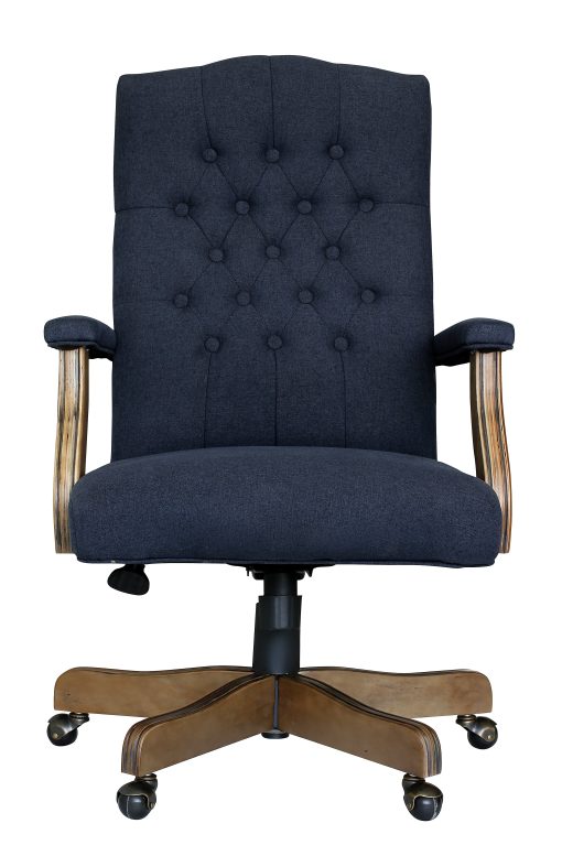 Boss Office Products Button-Tufted Ergonomic High-Back Chair, Navy Denim/Blue Linen - Image 2